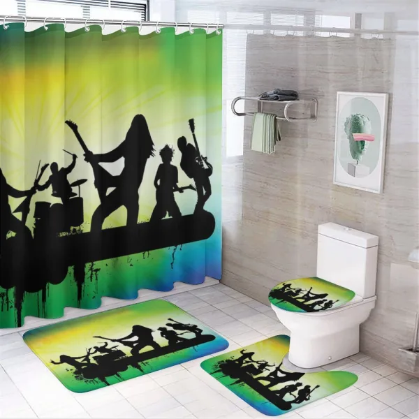 Energetic Rock Band on a shower curtain