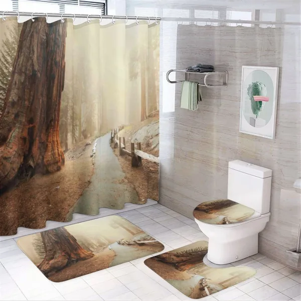Foggy Forest Woods on a shower curtain