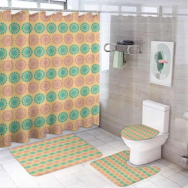 Geometric Floral on a shower curtain