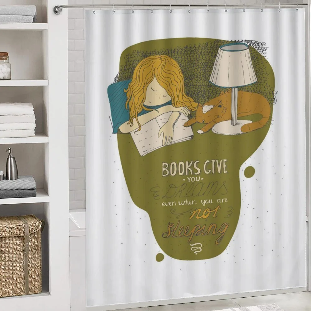 Girl and Cat Sleep on Book — Detail 4