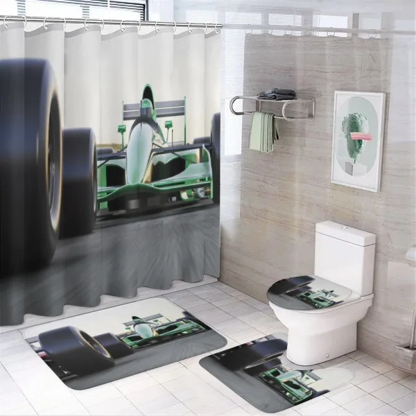 Indy Cars on Asphalt Road on a shower curtain