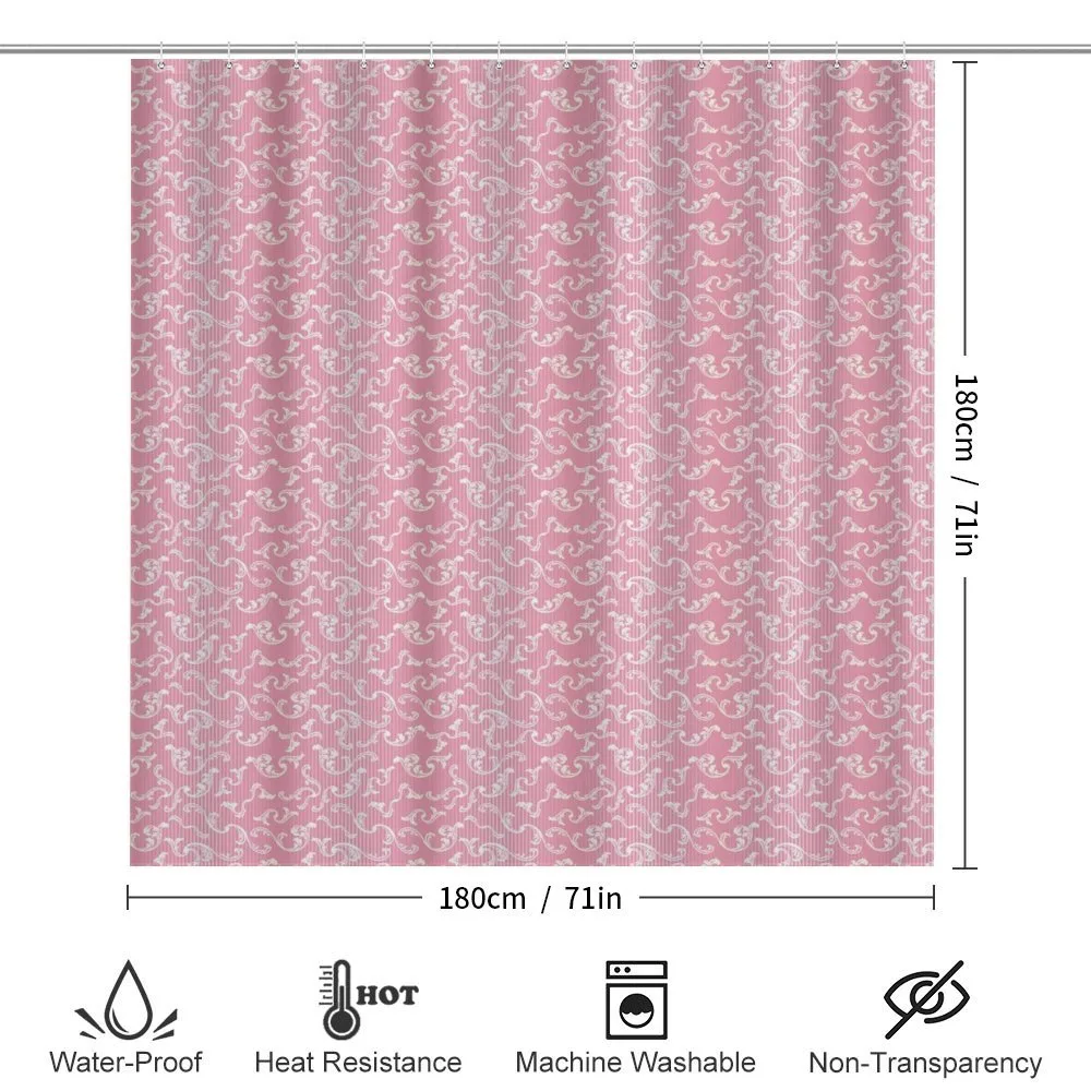 Leafy Pinkish Damask Lines — Detail 2