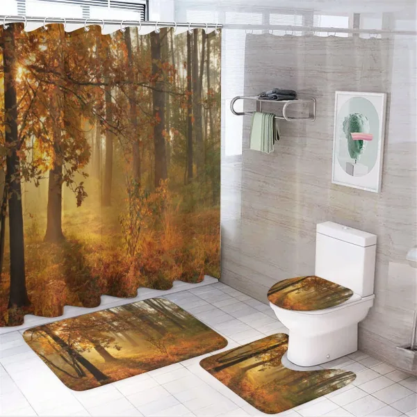 Misty Autumnal Forest on a shower curtain