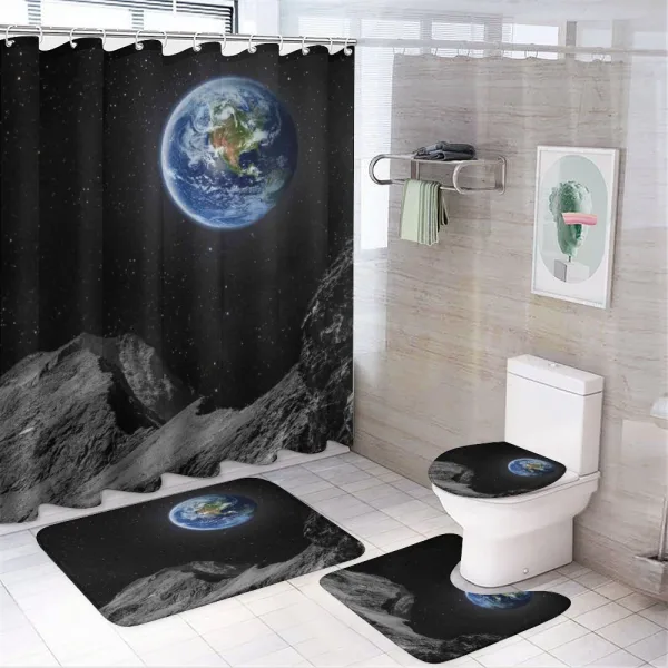 Moon Mars Planet Earth on a shower curtain