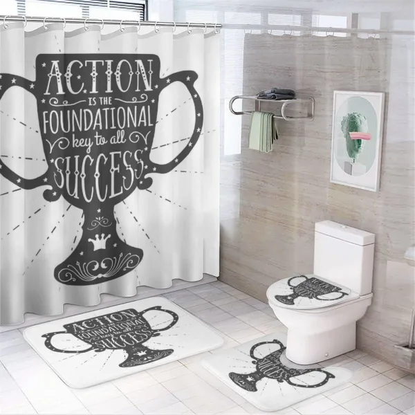 Motivational Saying Trophy on a shower curtain