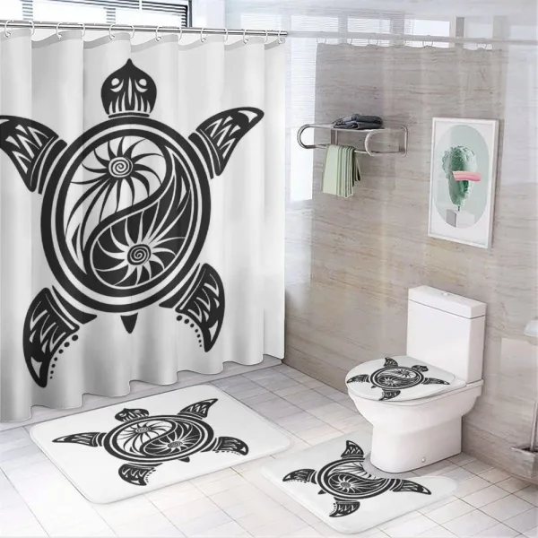 Ornamental Yin and Yang on a shower curtain
