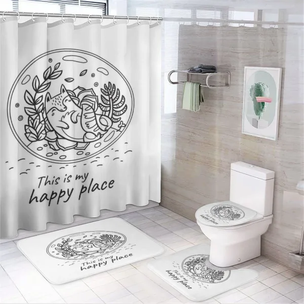 Positive Saying with Doodle on a shower curtain