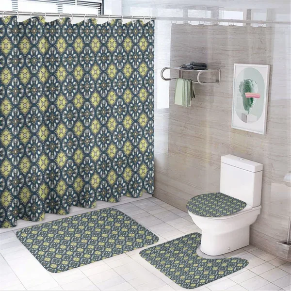 Renaissance Tile Art on a shower curtain