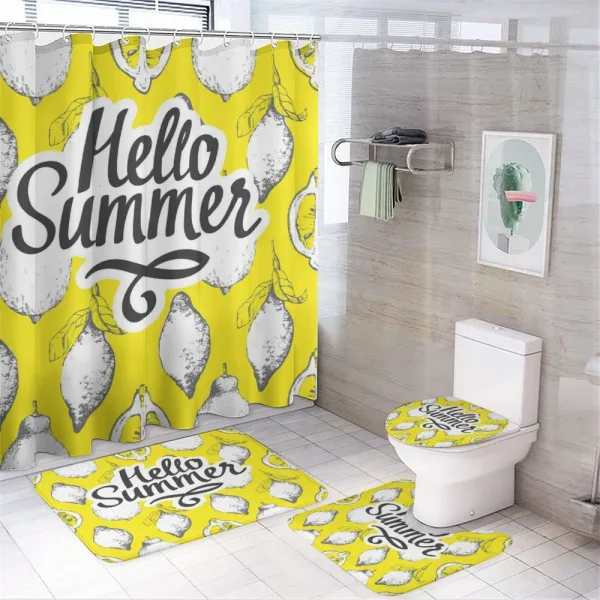 Retro Summertime Lemons on a shower curtain