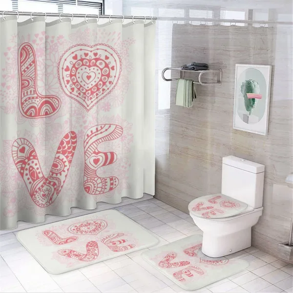 Romantic Letters Concept on a shower curtain