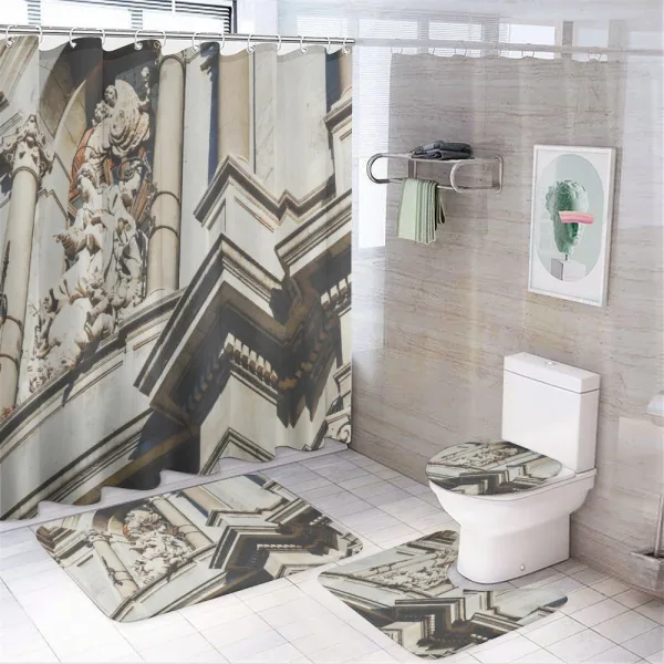 Santa Agatha on a shower curtain