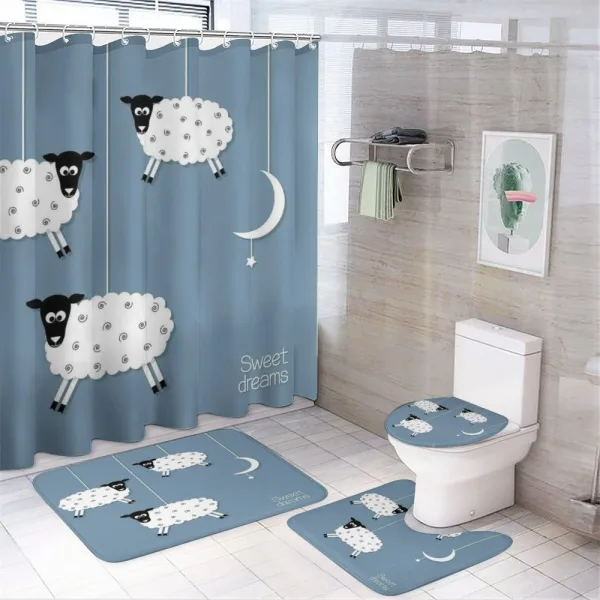 Sheep Moon Star on a shower curtain