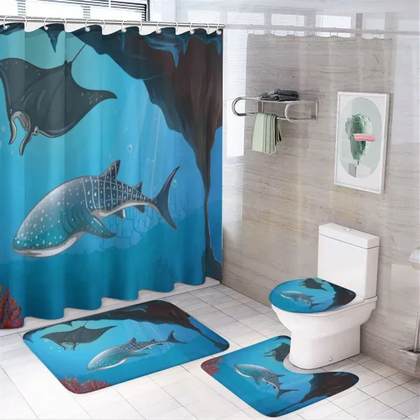 Swimming Shark Ocean on a shower curtain