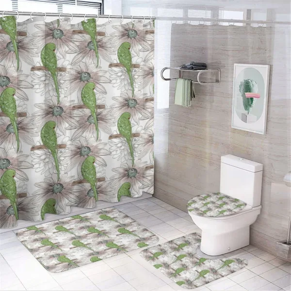 Vintage Birds and Flower Art on a shower curtain