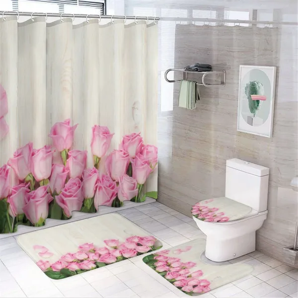 Blooming Rose Bouquet on a shower curtain