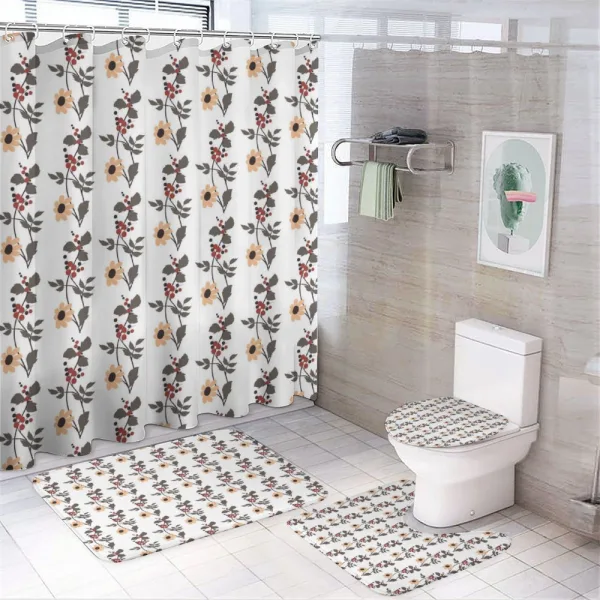 Blossoms Buds Leaves on a shower curtain
