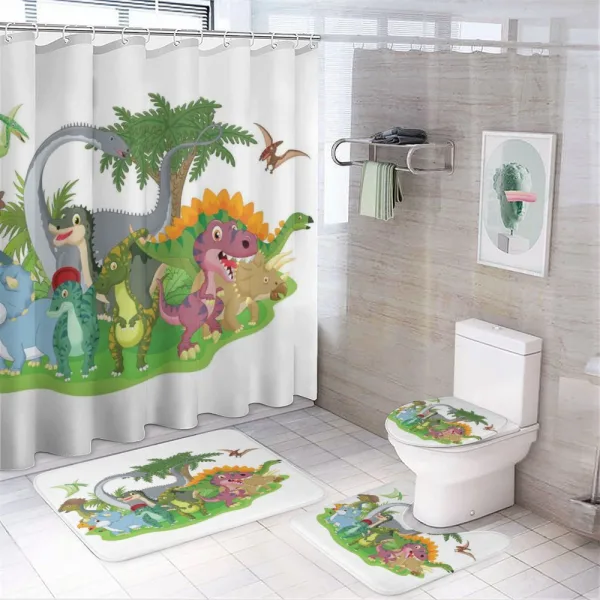 Cartoon Group Dinosaur on a shower curtain