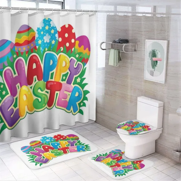 Cartoon Ornamental Eggs on a shower curtain