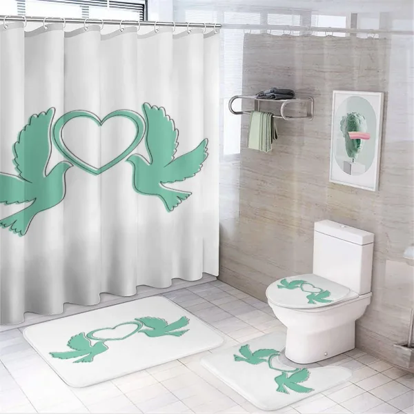 Doves and a Heart on a shower curtain