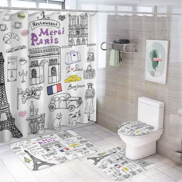Eiffel Tower Beret Taxi on a shower curtain