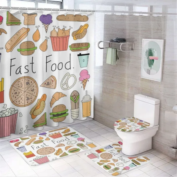 Fast Food Lettering Doodle on a shower curtain