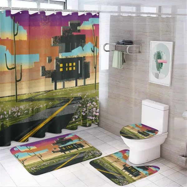 Futuristic Paint on a shower curtain