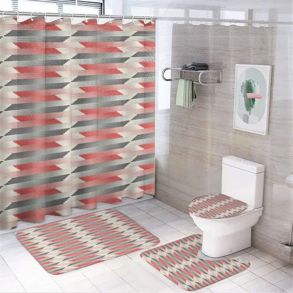 Geometric Grid Lines on a shower curtain