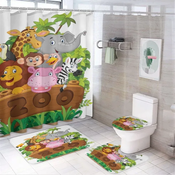 Happy Animals Fresh Trees on a shower curtain
