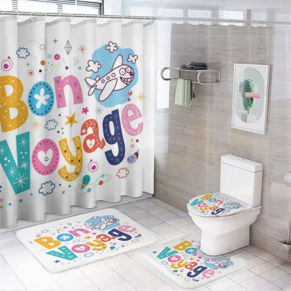 Happy Message on a shower curtain