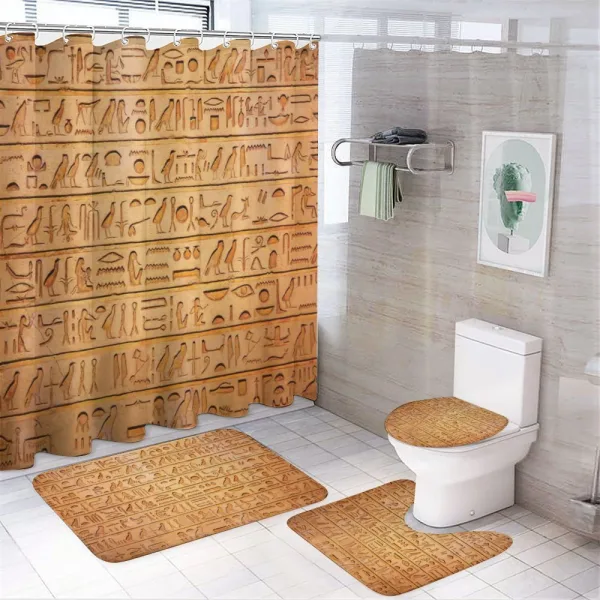 Hieroglyphs Composition on a shower curtain