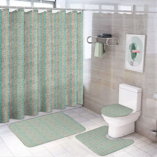 Irregular Terrazzo Shapes on a shower curtain