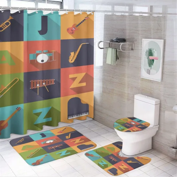 Jazz Equipment Music on a shower curtain
