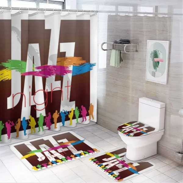 Jazz Performers Retro on a shower curtain