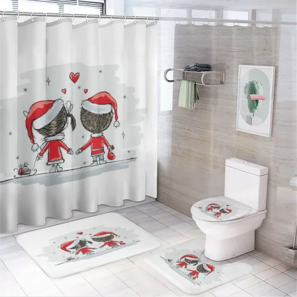 Kids Santa Costumes on a shower curtain