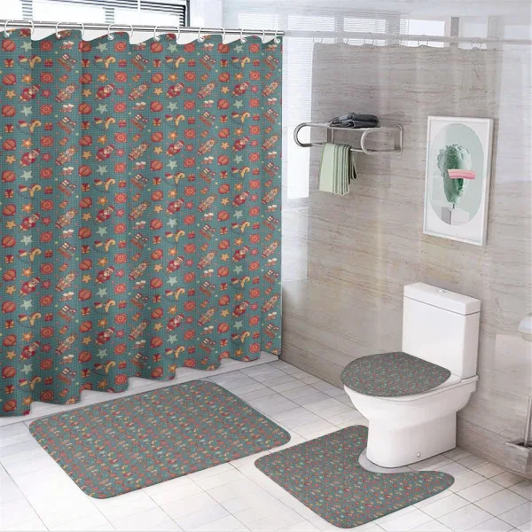 Noel Themed Cartoon on a shower curtain