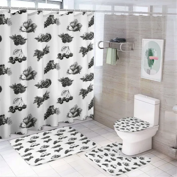 Orange Grape Strawberry on a shower curtain