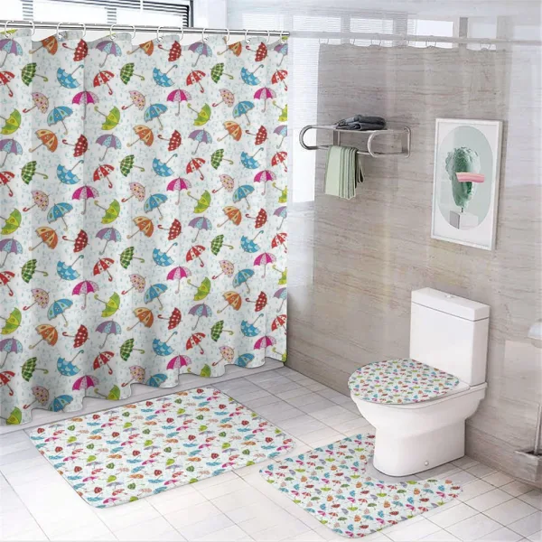 Rainfall Cartoon Style on a shower curtain