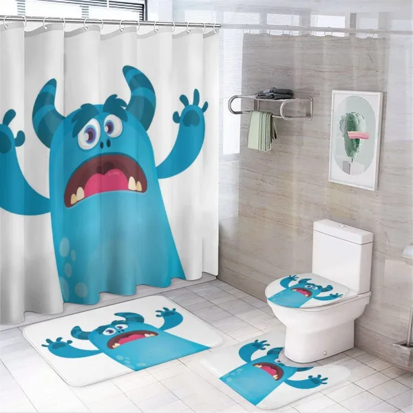 Roaring Monstrous Character on a shower curtain