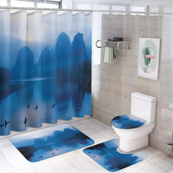 Sunrise Bamboo Raft China on a shower curtain