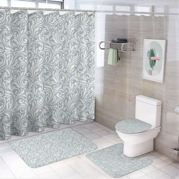 Vintage Leaves Swirls on a shower curtain