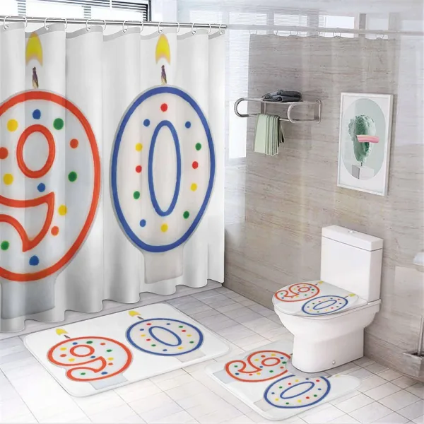 Candles Number 90 on a shower curtain
