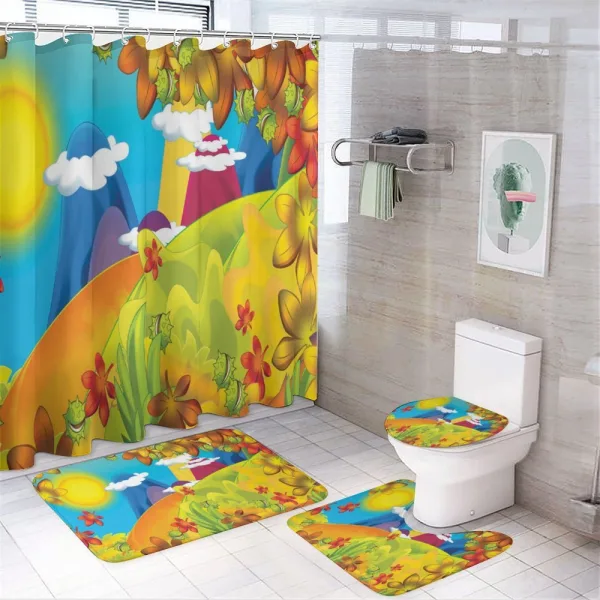 Cartoon Autumn Nature on a shower curtain