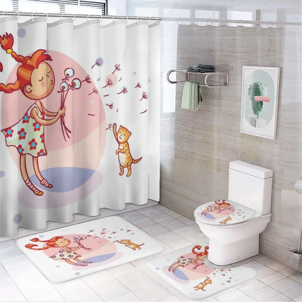 Cartoon Girl and Cat — Your design