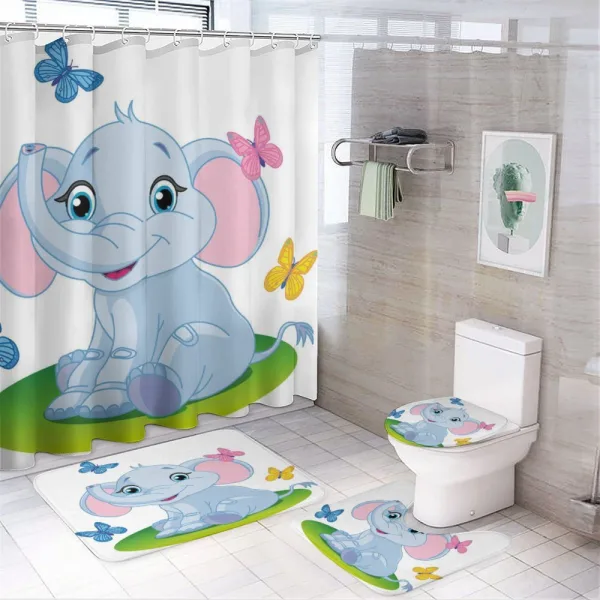 Elephant on the Meadow on a shower curtain