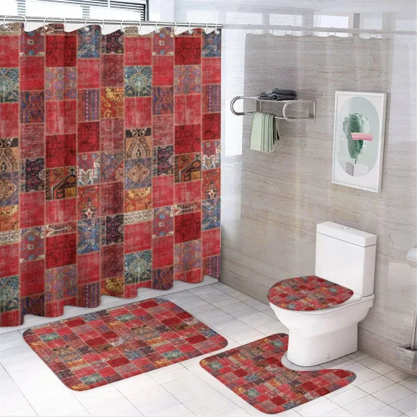 Ethnic Ornamental Squares on a shower curtain