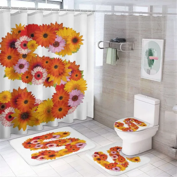 Gerbera Bouquet Design on a shower curtain