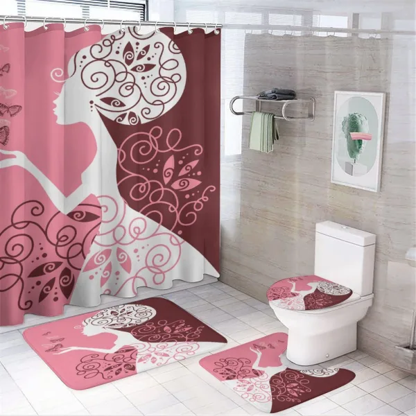 Girl Butterflies Flowers on a shower curtain