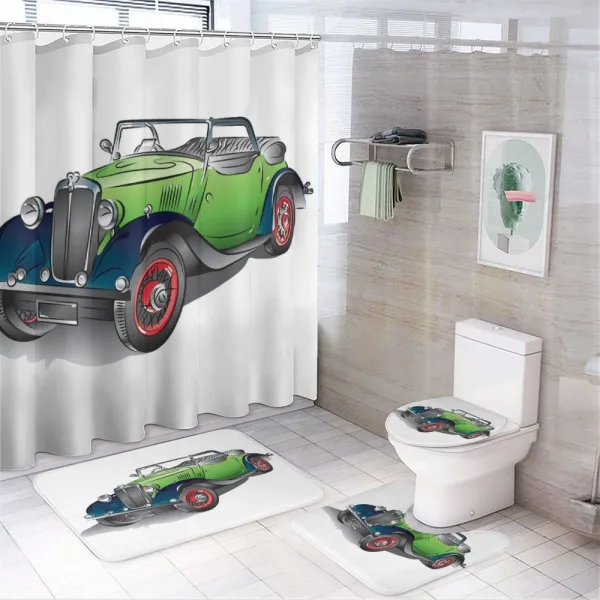 Hand Drawn Convertible on a shower curtain