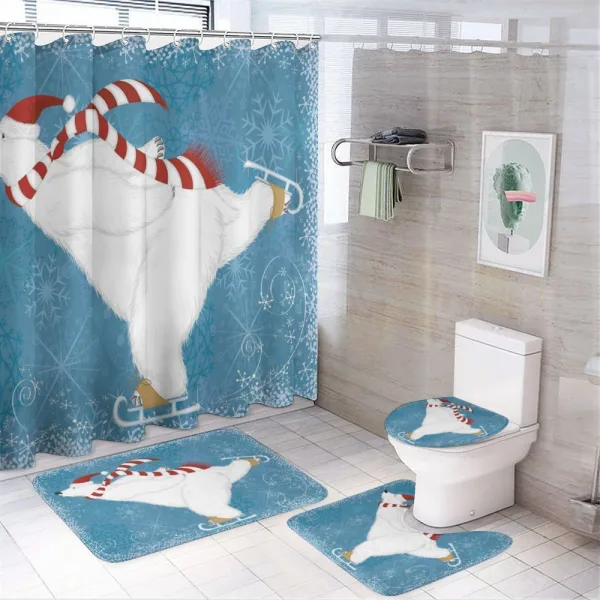 Ice Skating Polar Bear on a shower curtain