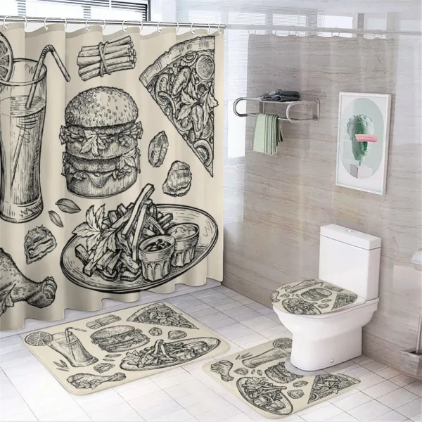 Pizza Burger Lemonade on a shower curtain
